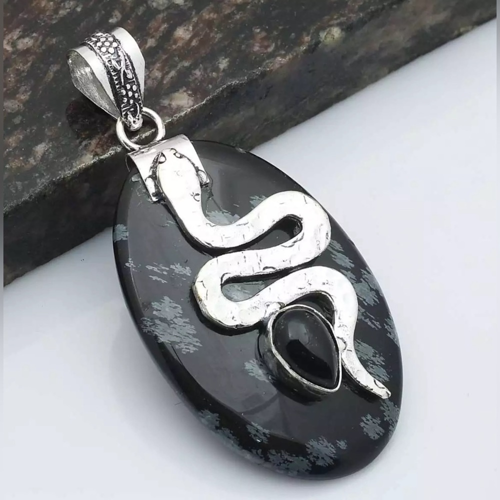 SNOWFLAKE OBSIDIAN PENDANT